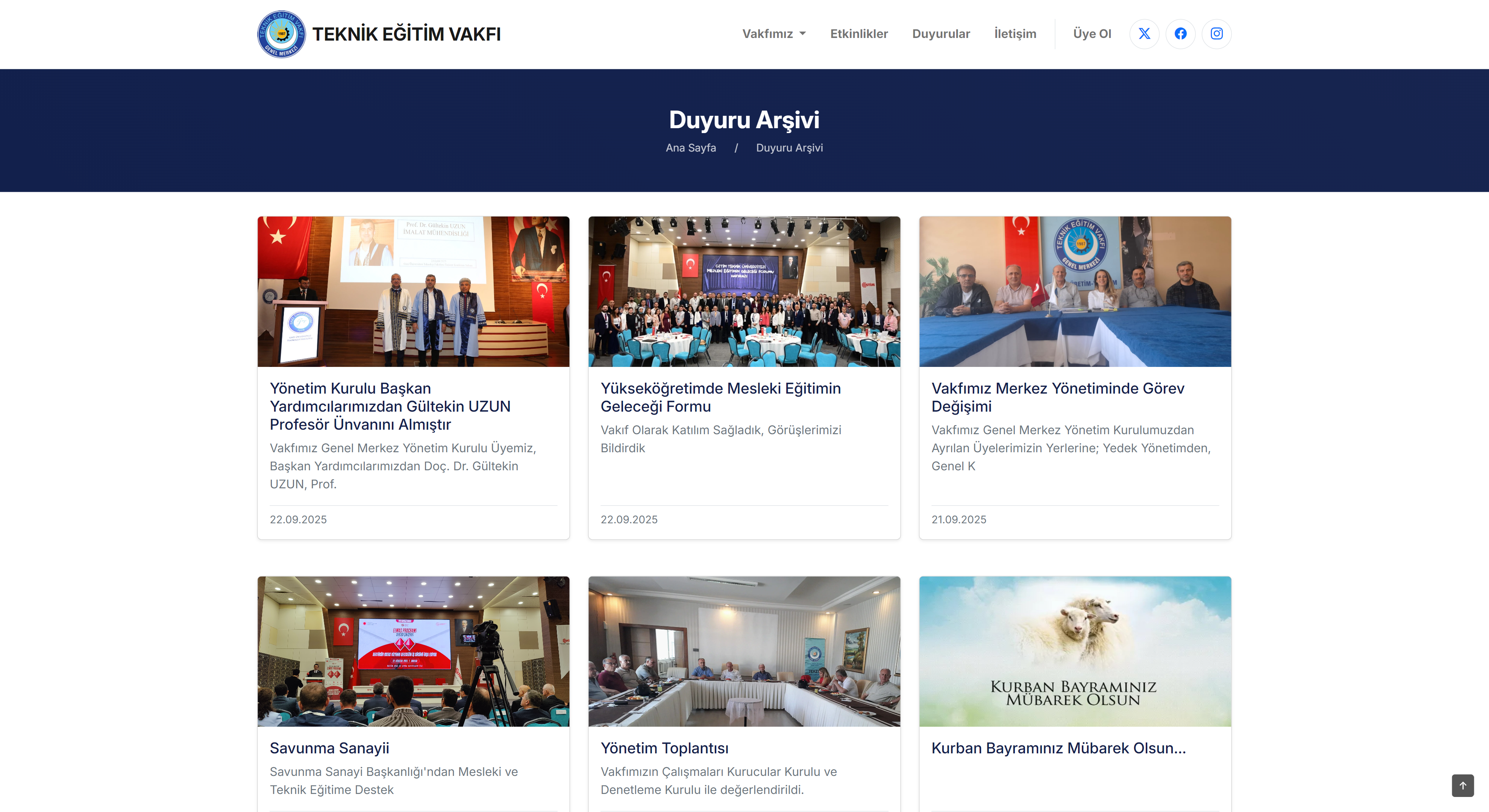 Teknik Eğitim Vakfı (TEKEV) Web Sitesi ekran görüntüsü 1