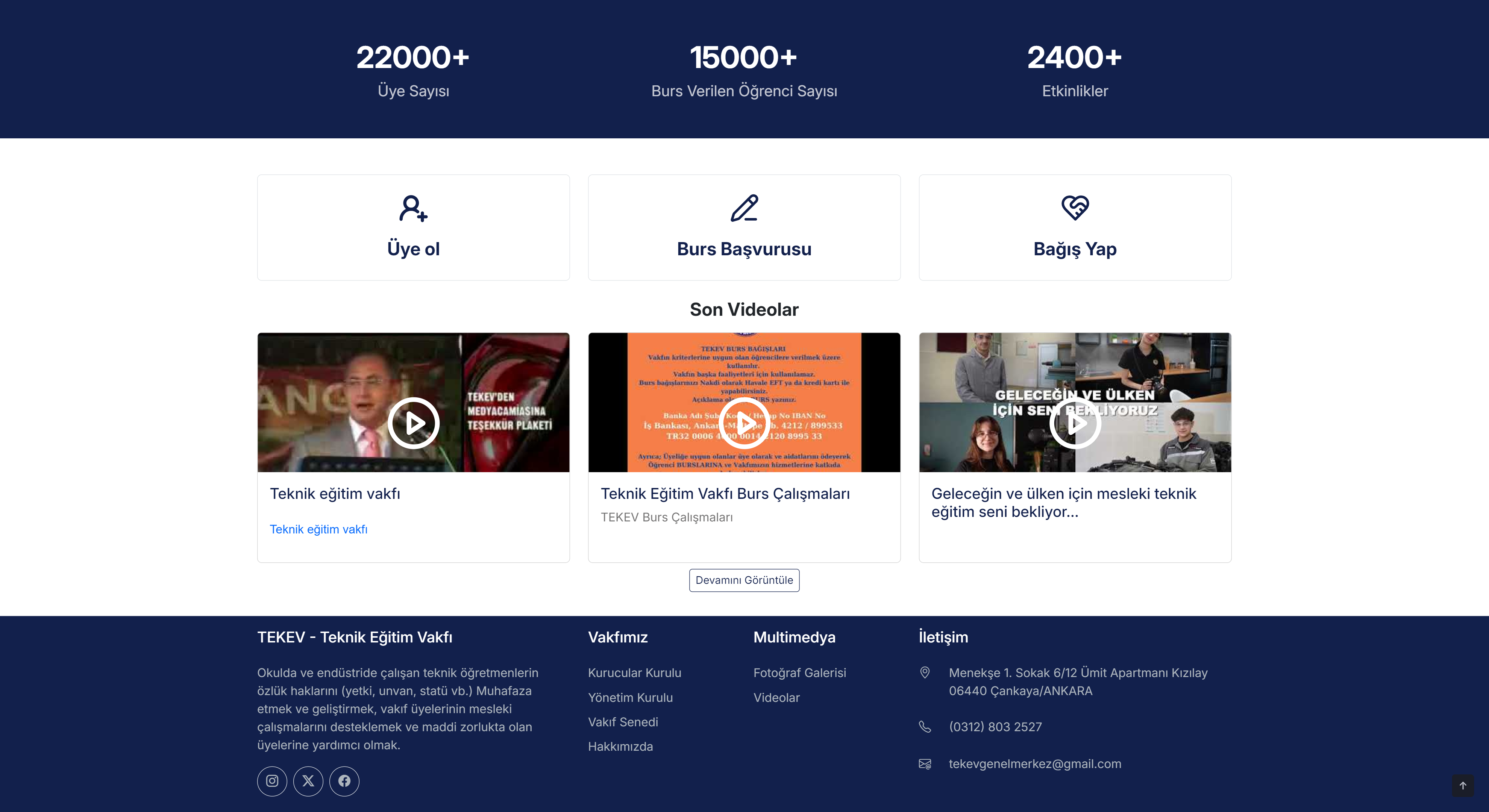 Teknik Eğitim Vakfı (TEKEV) Web Sitesi ekran görüntüsü 3